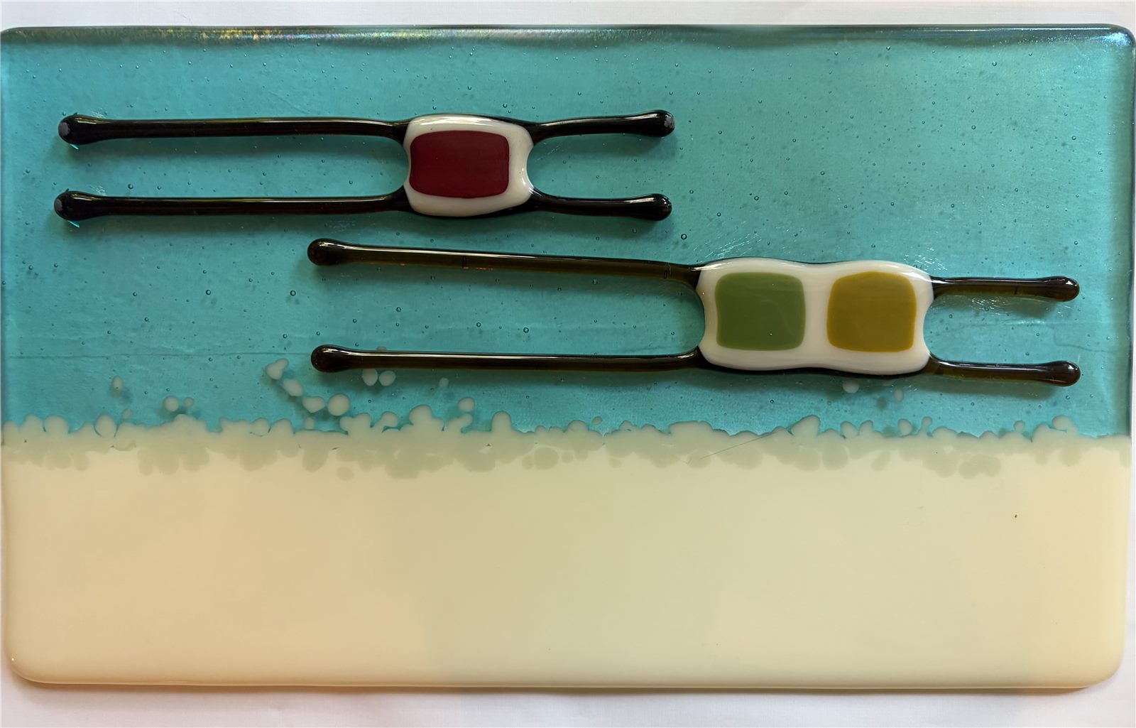 Alien Swim Team — fused glass by Patti Wessman, photo 1 of 2