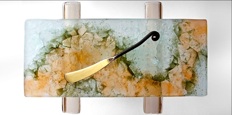 Cheese Board with Knife — recycled cast glass by Patti Wessman, photo 1 of 3