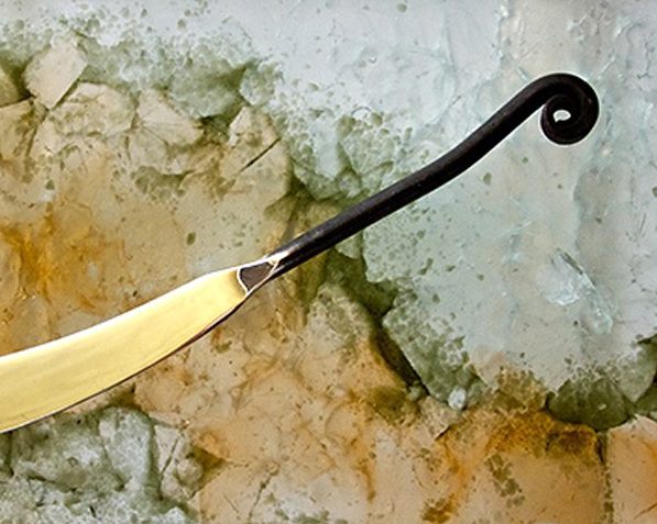 Cheese Board with Knife — recycled cast glass by Patti Wessman, photo 2 of 3