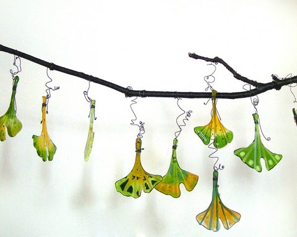 Gingko Branch Mobile — recycled cast glass · mobile by Patti Wessman, photo 1 of 2