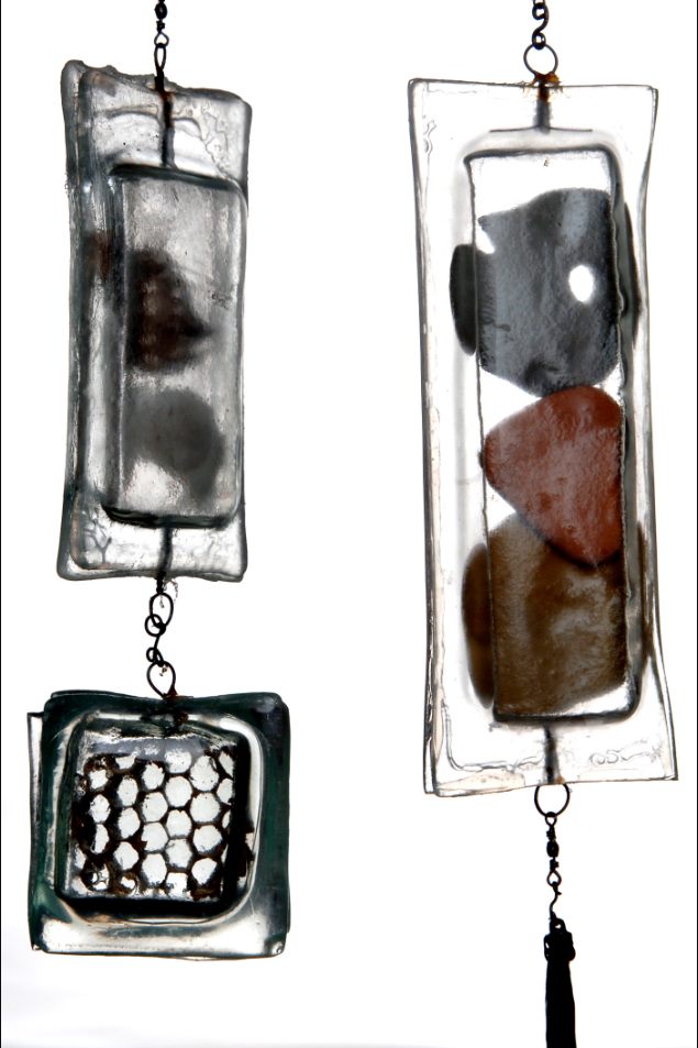 Memory Pods — recycled glass with natural objects · hanging by Patti Wessman, photo 4 of 4