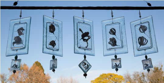 Pods within Pods — recycled glass with natural objects by Patti Wessman, photo 2 of 3